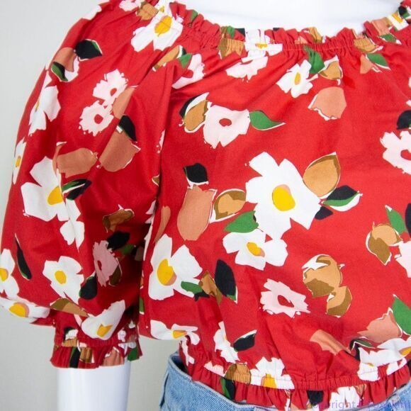 NWT kate spade Botanical garden aperitif top, Red and White - Picture 8 of 15